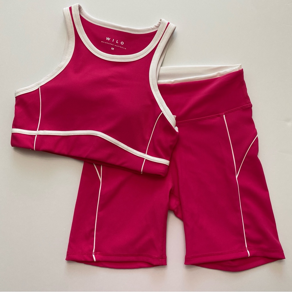 Wilo The Label Womenâs Ribbed Bra And Bike Shorts Set Size S-M Yoga Gym New